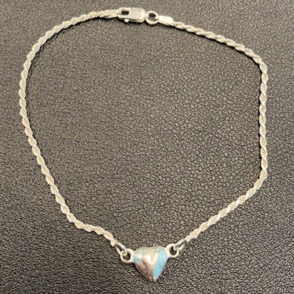 heart bracelet / anklet 925 Italian silver - Picture 1 of 5